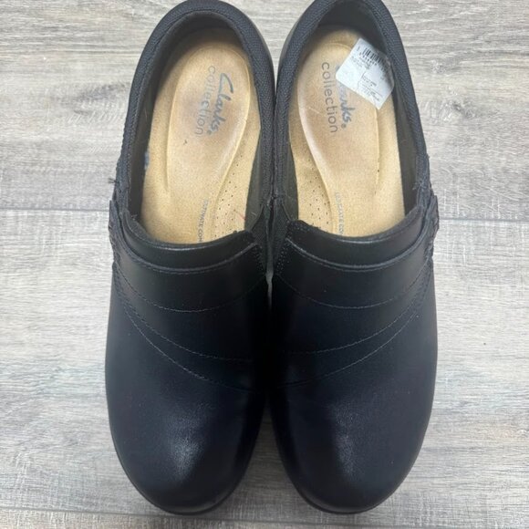 Clarks Angie Pearl Black Leather Slip On Shoe Women's Size 10 - Picture 2 of 6